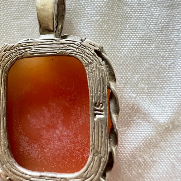 Vintage Antique Cameo Pendant Italian Bacchante Profile - Picture 3 of 5